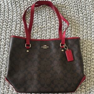 Coach leather Brown and Red Bag